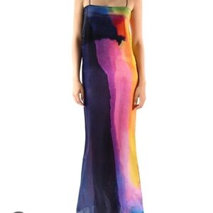 Multicolor Strapless Maxi Dress